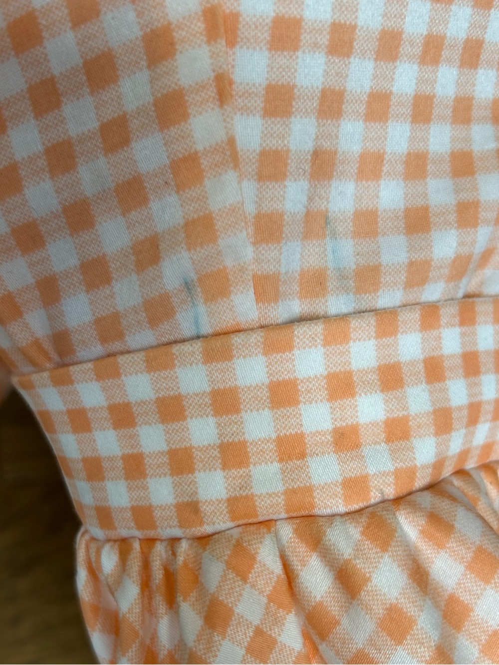 Pinup Couture Peach Orange Gingham Dee Dee Waitress Puff Sleeve Retro Dress XL - Picture 15 of 16